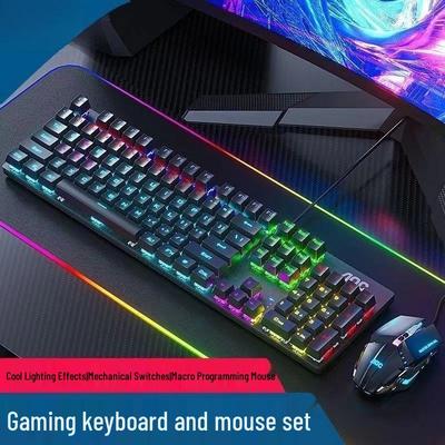 GK410 Universal Wired Mechanical Keyboard Mouse Set with Blue Switch for Gaming and Esports