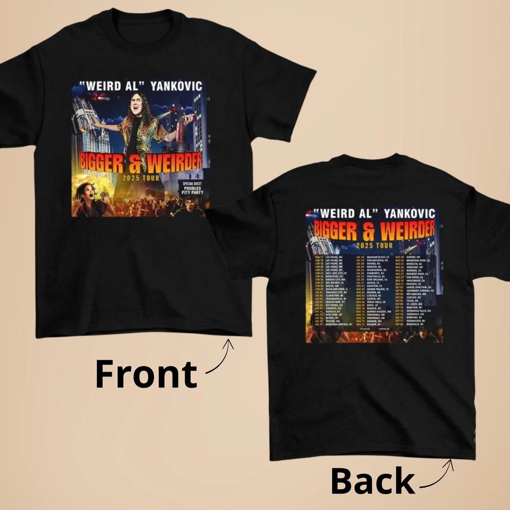 Weird Al Yankovic Bigger and Weirder Tour Double Sided Cotton T SHIRT Size S-5XL Unisex T-Shirt S