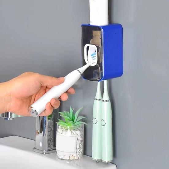 2Pcs Wall-Mounted Toothbrush Holder with Toothpaste Squeezer Strong Load-bearing Universal