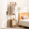 Bedroom Small Apartment Solid Wood Floor with Drawers, Bedside Table, Integrated Hanger, Household Coat Rack with Bedside Table