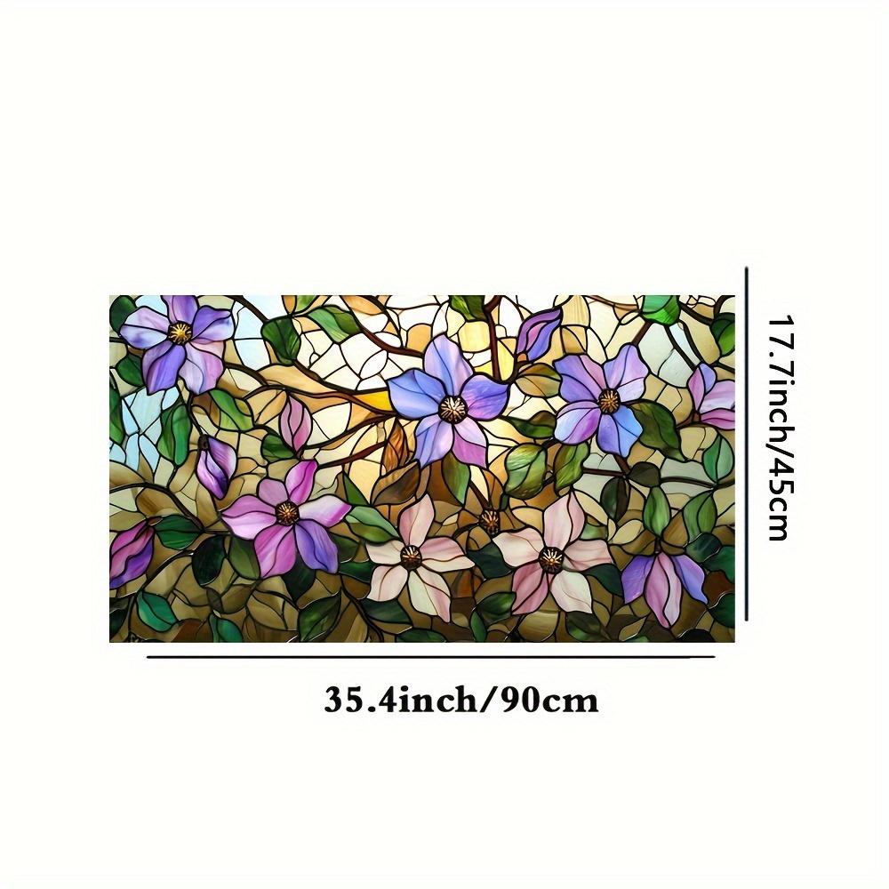 

90x45CM Flower Window Electrostatic Stickers Non-Adhesive Window Vinyl Decals Decoration for Home Bathroom Bedroom Privacy Film