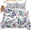 Butterfly Duvet Cover Set Queen King Size Sparkly Blue Butterflies Bedding Set Boho Style Quilt Cover Set For Girls Kids 3 Pcs