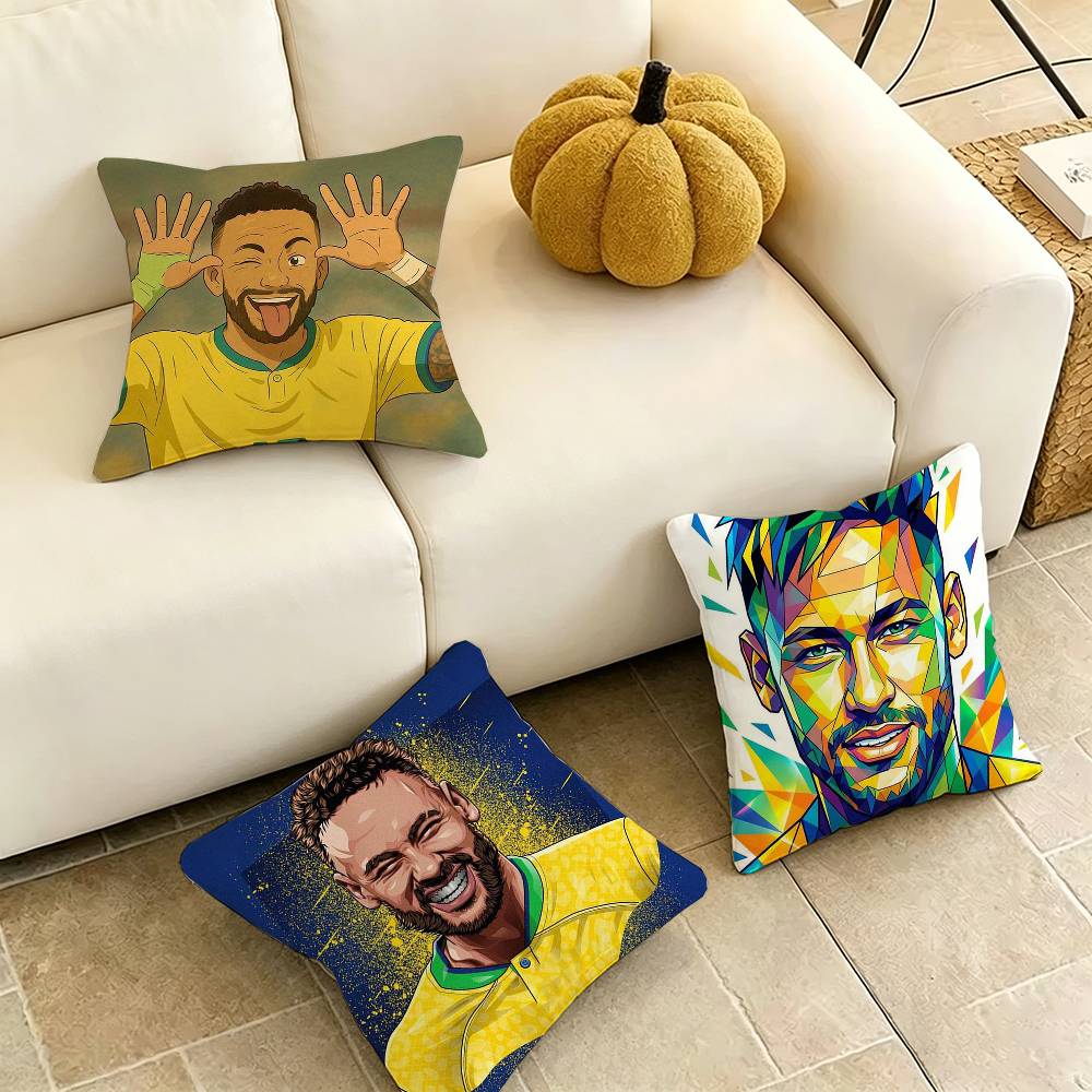 Cool NeymarR Football Cartoon Square DoubleSided printed Pillow Case Bedroom Bedside Pillow Sofa Cushion Cover Gift
