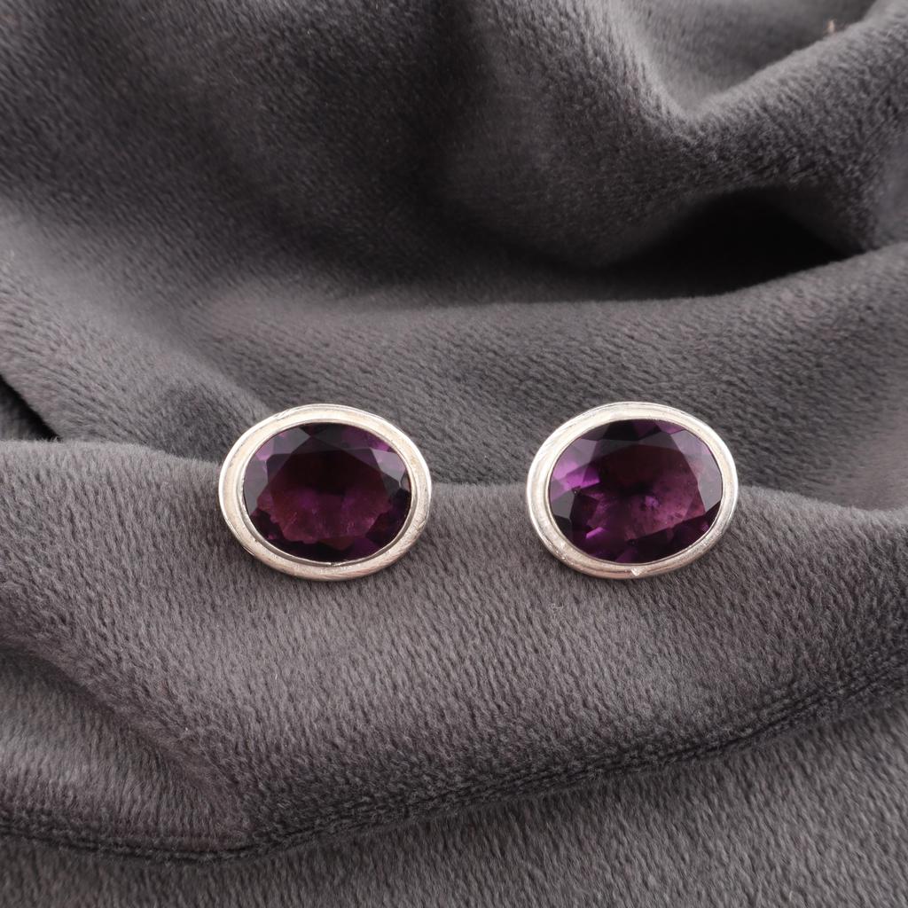 Amethyst Earrings Gemstone Jewelry, 925 Solid Sterling Silver Earrings, Handmade Earrings Gift For Women