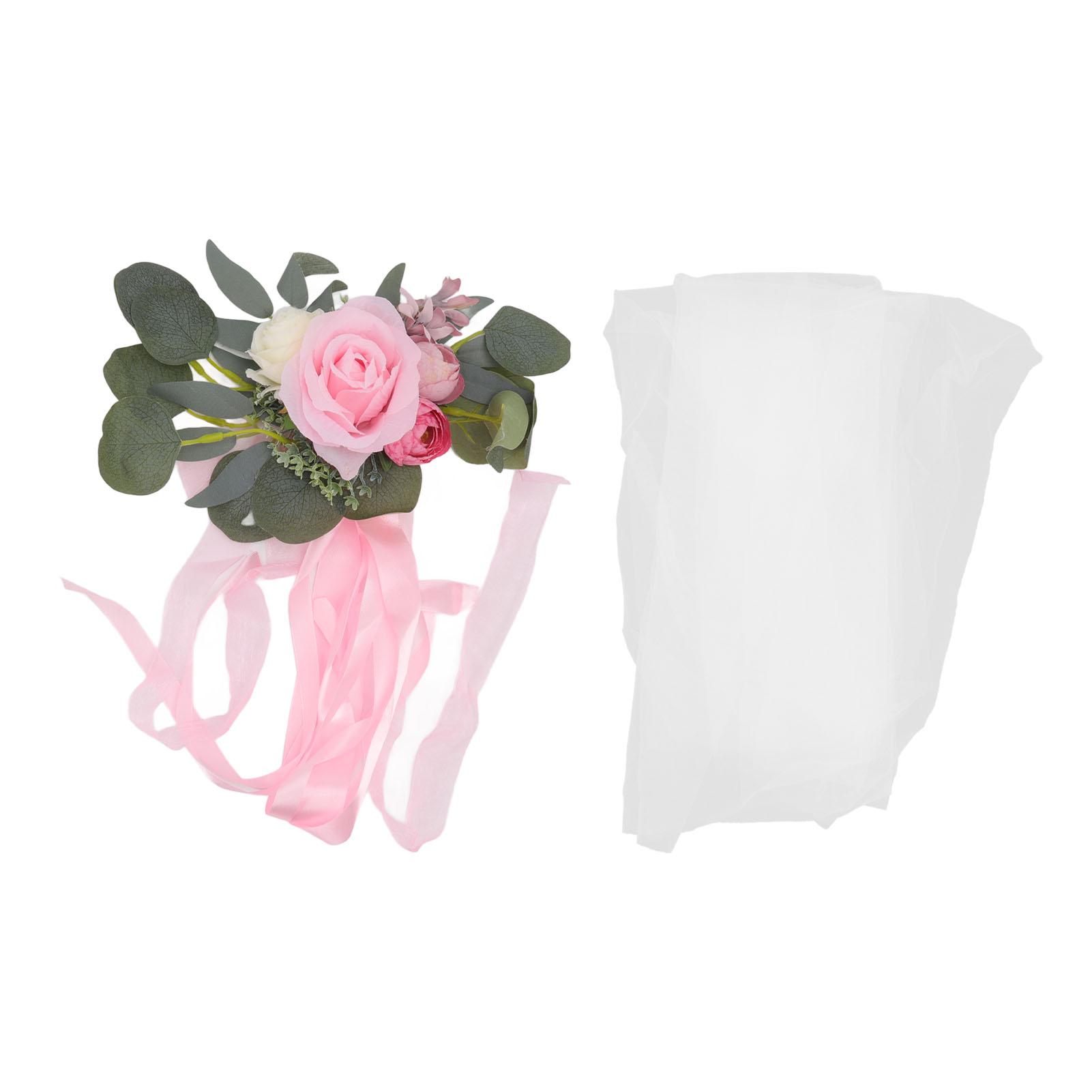 

Chair Back Flower Simple Attractive Decorative Vivid Beautiful Artificial Flowers with Ribbons for Wedding Decoration