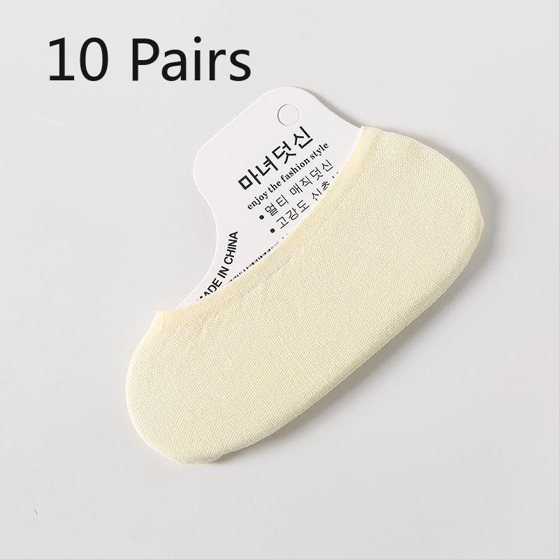 10 Pairs of  Women's Summer Ultra Thin Candy Color Versatile Breathable Silicone Invisible Boat Socks