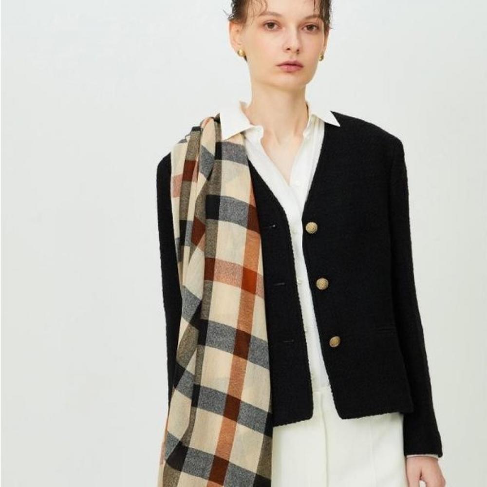 Daks Women Brown House Check Wool Light Scarf Dcsc3f110w2 Single option