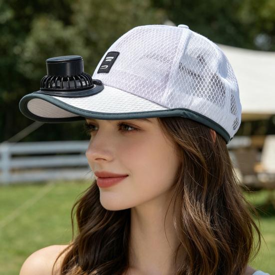 Baseball Cap Breathable Mesh Sun Hat with USB Charging Solar Power Detachable Safe Fan Cover Adjustable Summer Cooling Hat