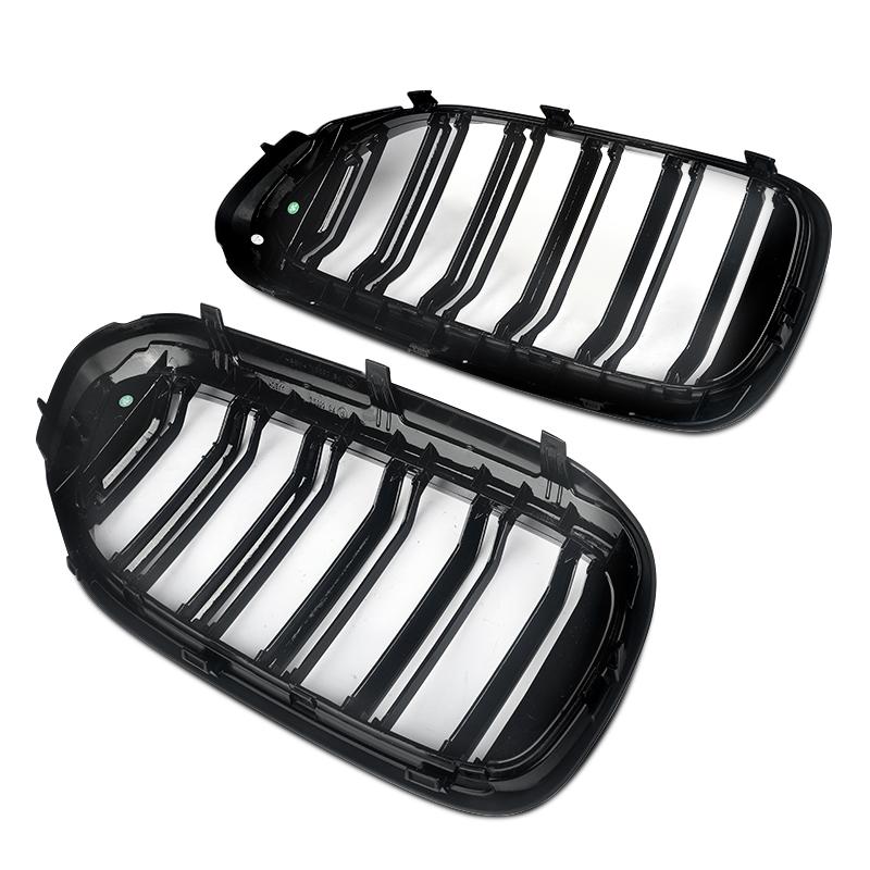 Glossy Black Dual Lines Racing Grills Compatible with BMW 5 Series G30 G31 530i 540i 2017-2020 Front Kidney Grille Aftermarket