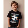 European Sizes Boys' T-Shirt | 100 Days of School Soccer Theme - Humorous Design with "I Kicked 100 Days of School" and Soccer Graphics | Durable,