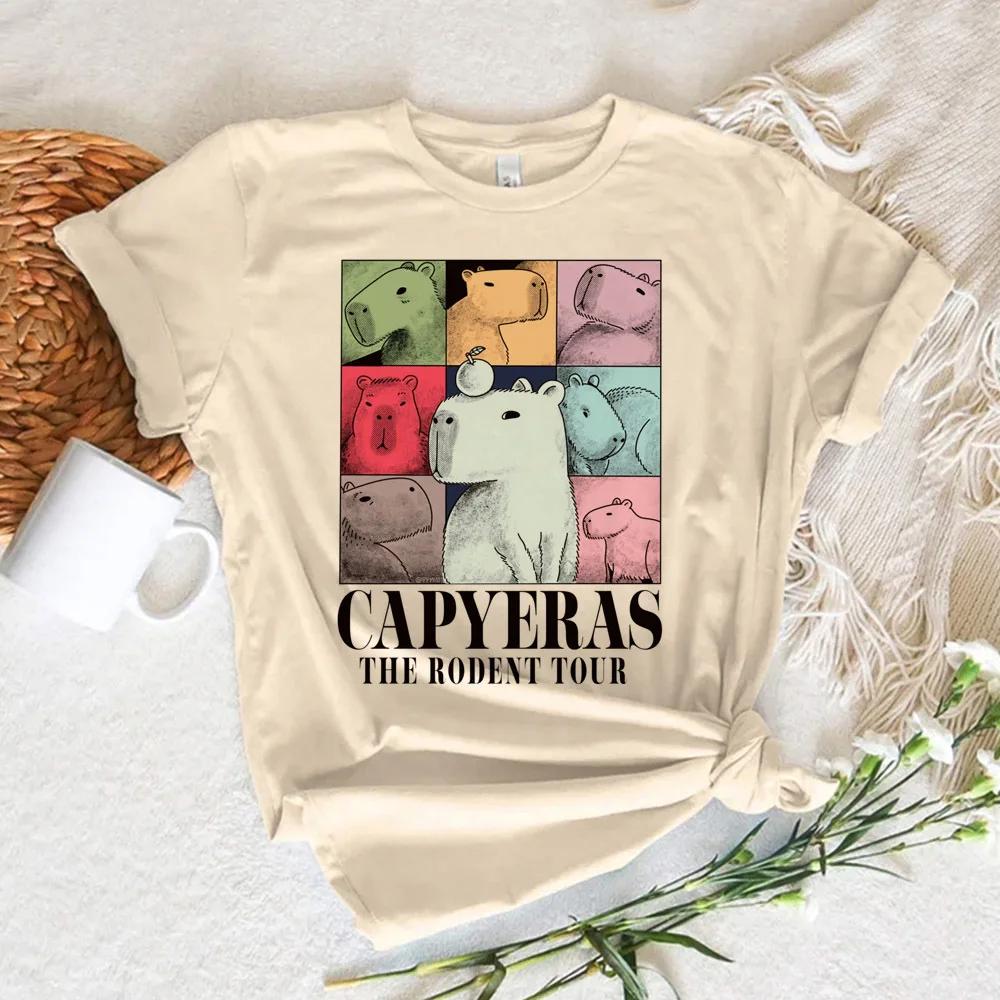 Funny Anime Capybara T Shirt Women Soft Fabric Tshirt Female Anime Clothing T-shirt Girls Capibara Tee