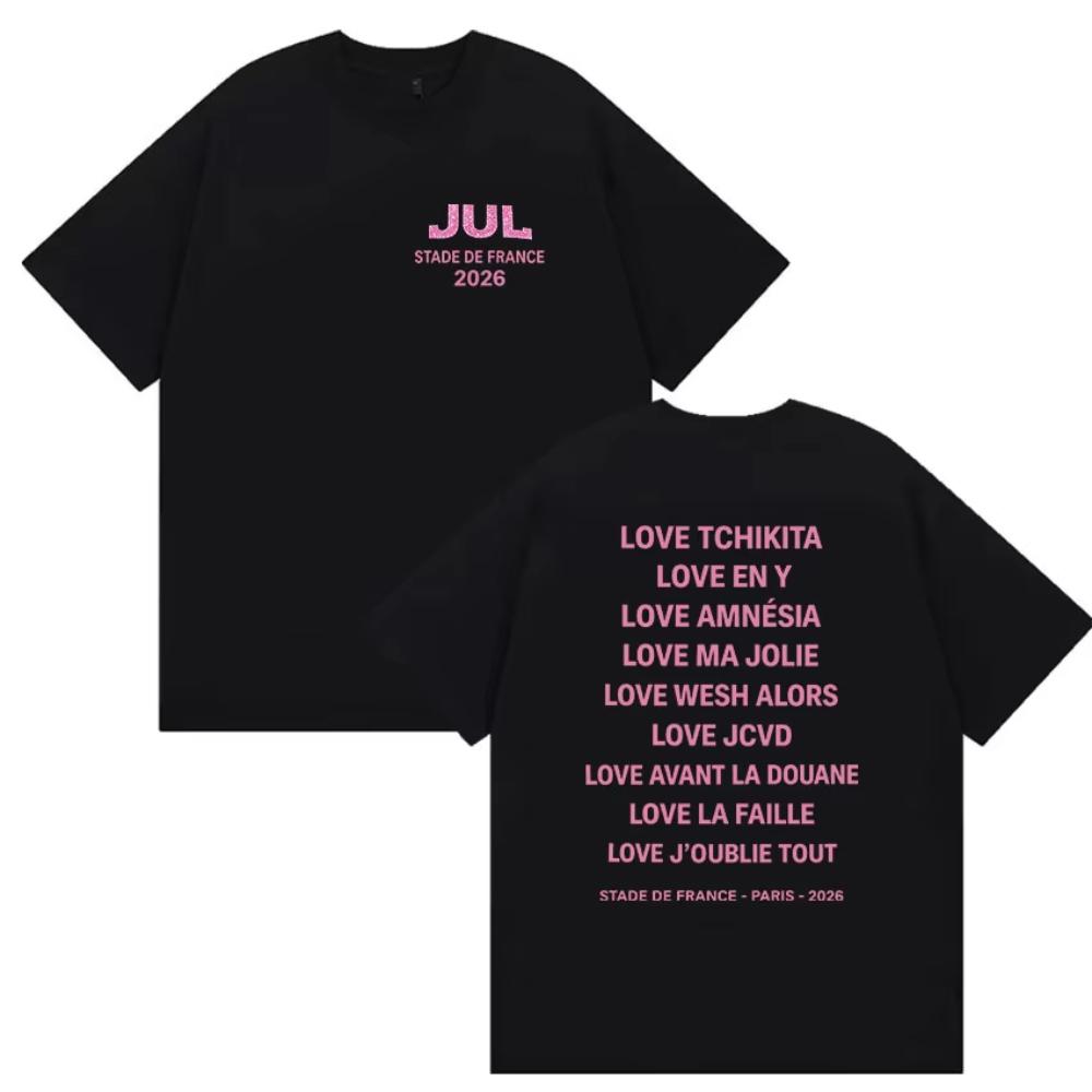

Jul Stade De France Tour Double Sided Printed T Shirt Unisex Women Clothing Fashion Oversized Tshirt High Quality Cotton Tees 2XL