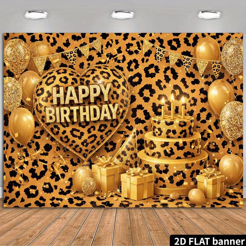 

2D Gold Cheetah Print Backdrop, 2D Flat Leopard Pattern Background for Birthday Party & Wild One Theme Decoration 47.2x31.5inch/120*80cm