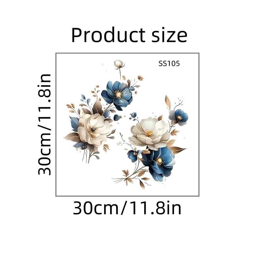 Gold Butterfly Blue Flower PVC Wall Sticker for Bedroom Decor Aesthetic Living Room Decoration Wall Stickers Home Accessories