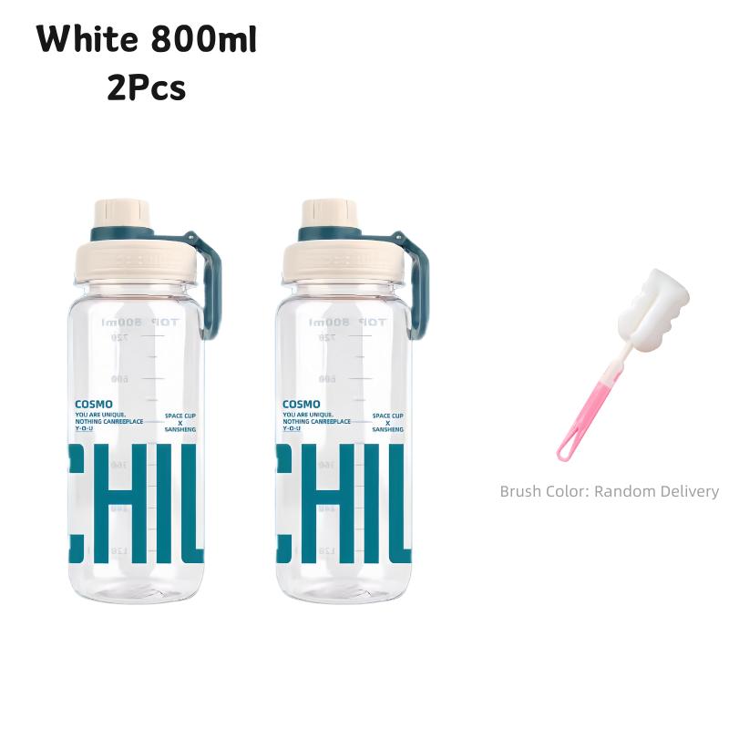 800ML Sport-Wasserflasche mit großer Kapazität mit Tragegriff Kunststoff Gym Wasserbecher Tragbare Fitness-Trinkwasserkanne BPA-frei