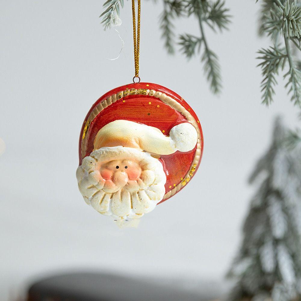 Retro Santa Claus Red Pottery Pendant Cartoon Handcrafted Christmas Tree Hanging Ornaments Exquisite Merry Christmas Decoration