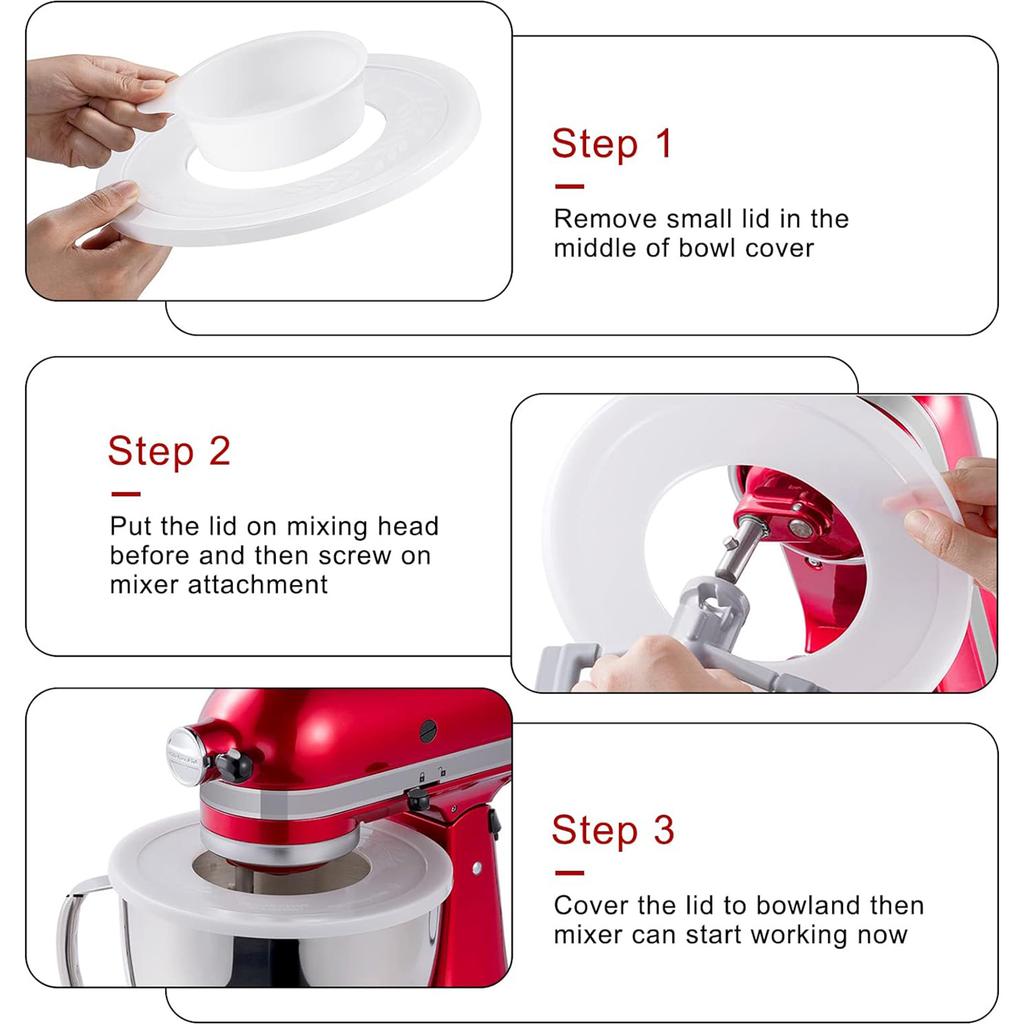 Pack of 2 Plastic Mixer Bowl Lid Mixer Accessories Food Mixer Mixing Bowl Cover Dishwasher Safe Dust Cover for Mixer