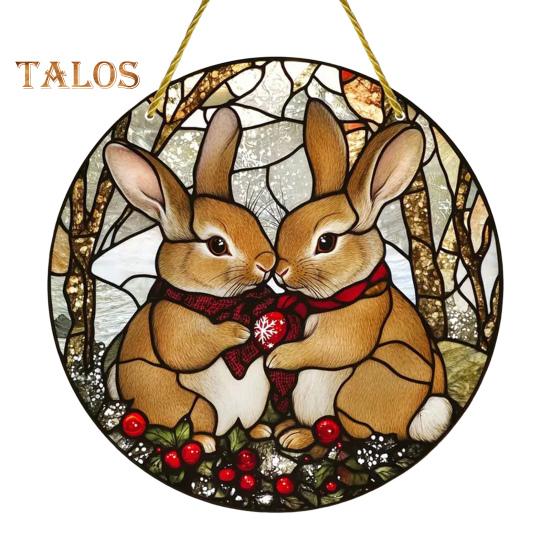 

Пасхальный кулон, подвесное украшение с шнурком, легко подвешивается, узор кролика, широкое применение, акриловый кулон на окно 20cm B