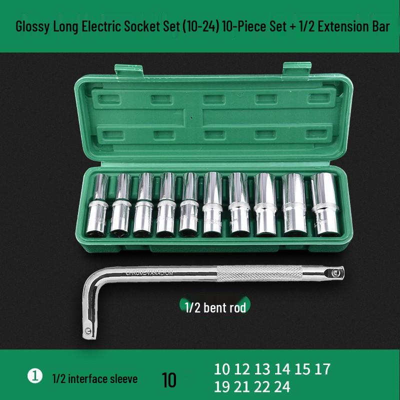 Extended Electric Hex Socket Hand Drill and Impact Wrench Tool Set