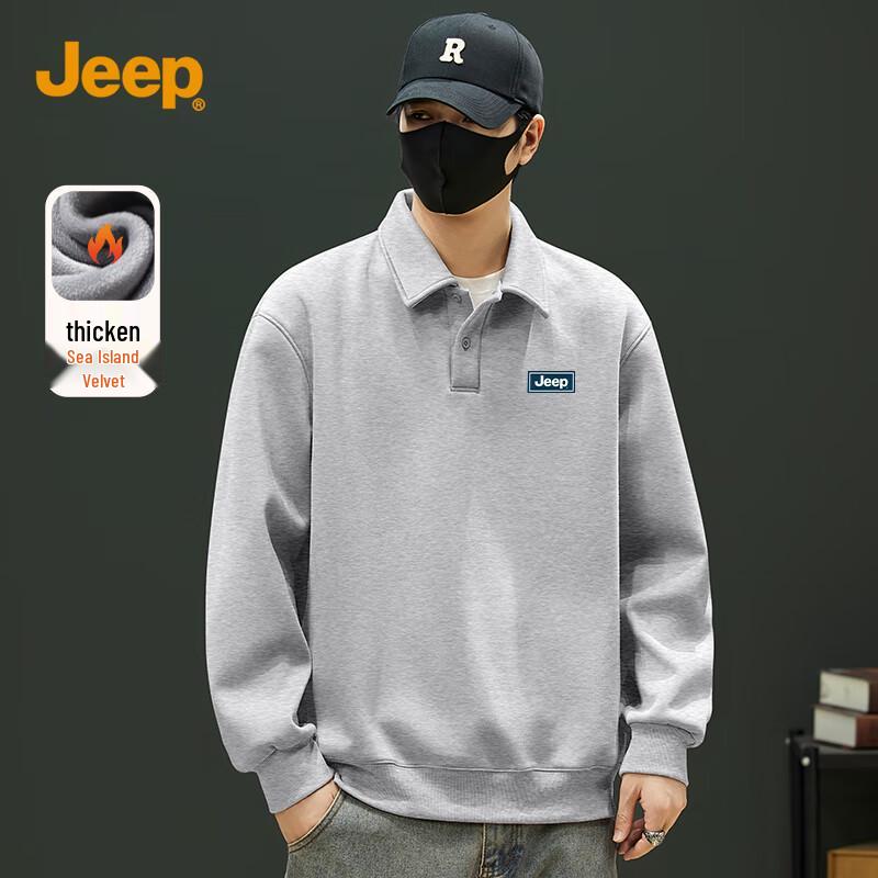 JEEP Men s Fleece Turn-Down Collar Sweatshirt 3XL