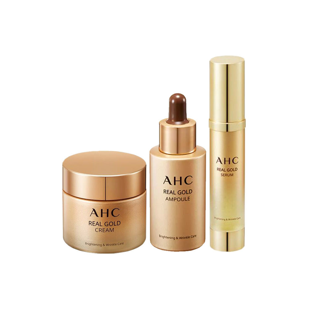 

Набор AHC Real Gold 3-ступенчатый: Сыворотка 25 мл + Ампула 30 мл + Крем 50 мл