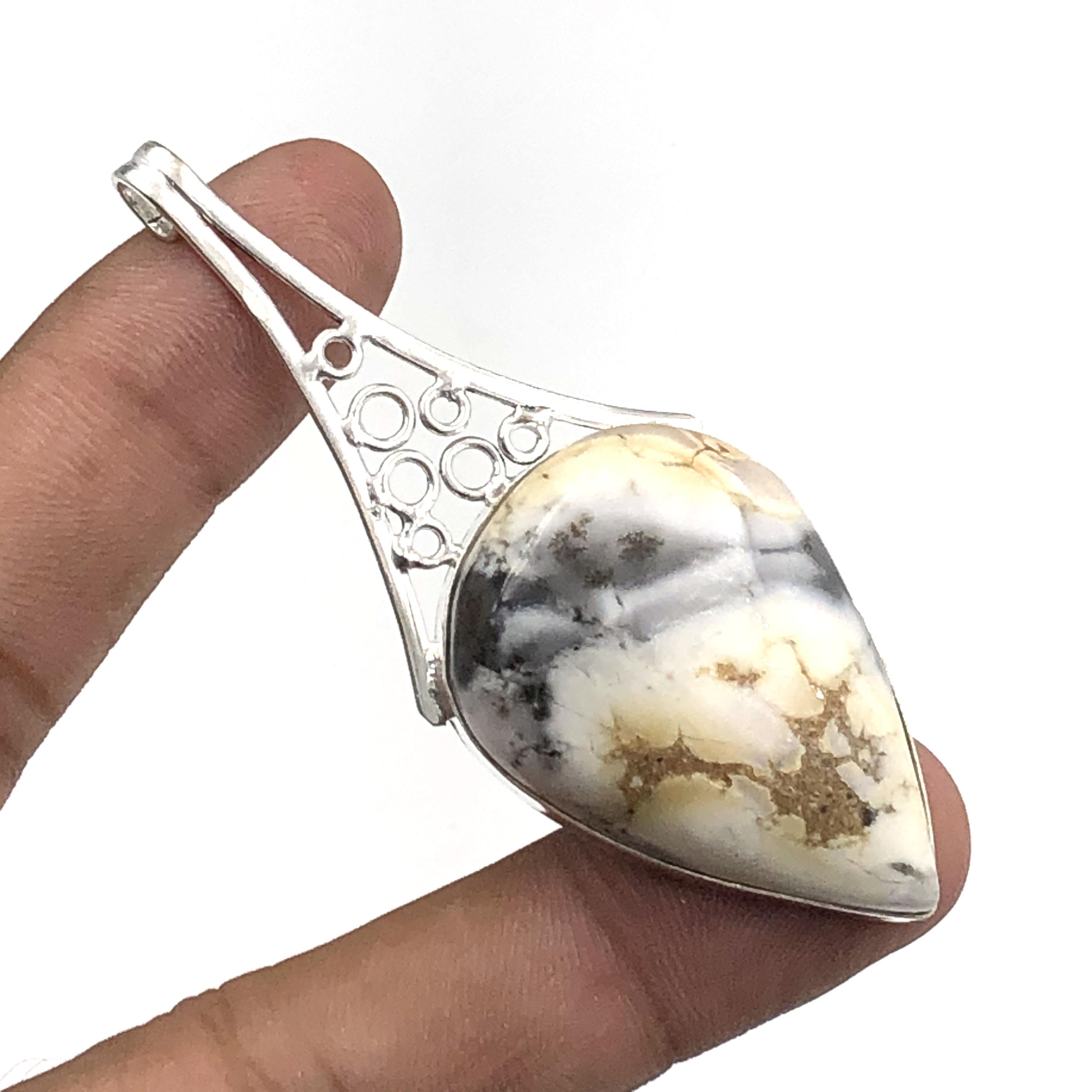 

Натуральный Дендритовый Опал Драгоценный Камень 925 Пробы Стерлингового Серебра Дизайнерский Кулон 3 AJP-464