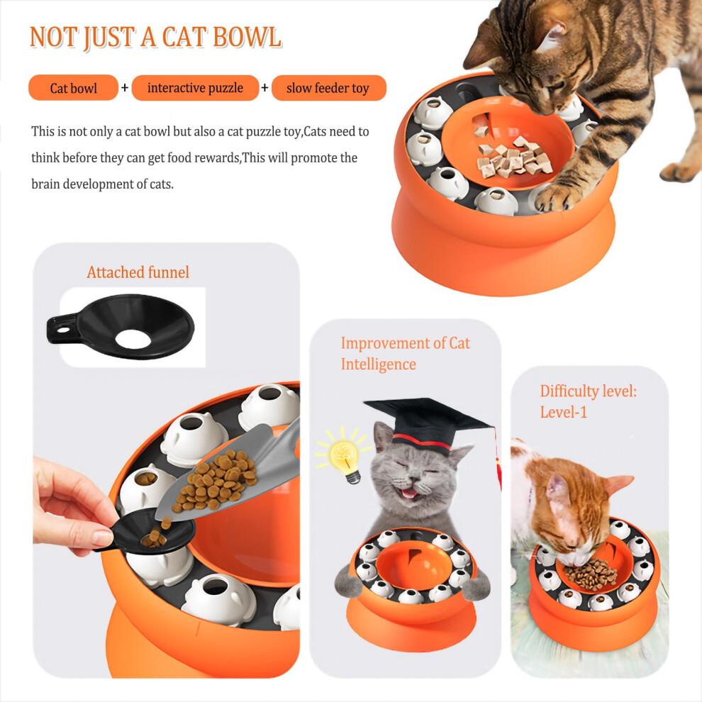 Smart Cat Puzzle Toy, Slow Feeder Bowl with Stand, Non-Slip Dog & Cat Food Dispenser, Compatible with Small Pets