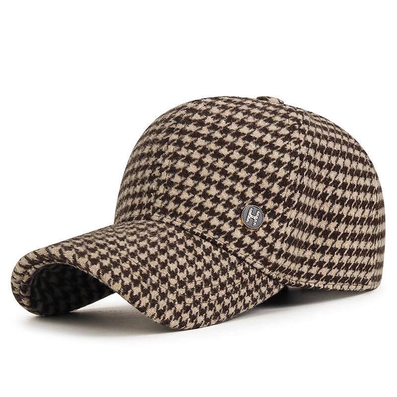 ZHENYUEQI Autumn/Winter Houndstooth Padded Baseball Cap
