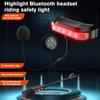 BT80 2-in-1 Bluetooth 5.4 Motorcycle Helmet Headset with Rear Warning Tail Light Waterproof Auto Answer 2000Mah Battery Earphone