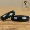 Tibetan Snake Pattern Jade Ring – Dark Green Ethnic Carved Band