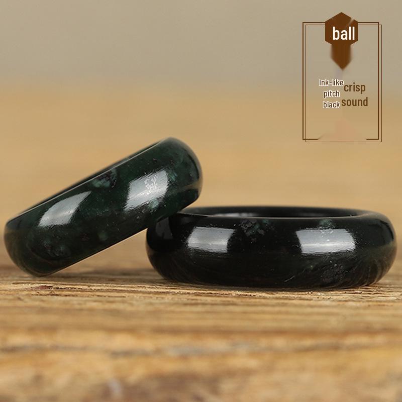 Tibetan Snake Pattern Jade Ring – Dark Green Ethnic Carved Band