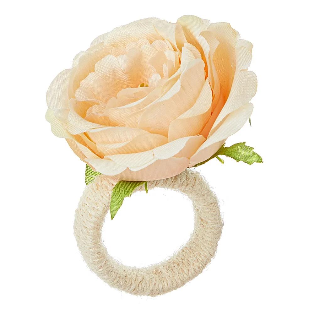 2 Pcs Flower Napkin Rings Rose/Peony Napkin Holder Handicraft Flower Napkin Rings Wedding Table Decoration for Birthday Party