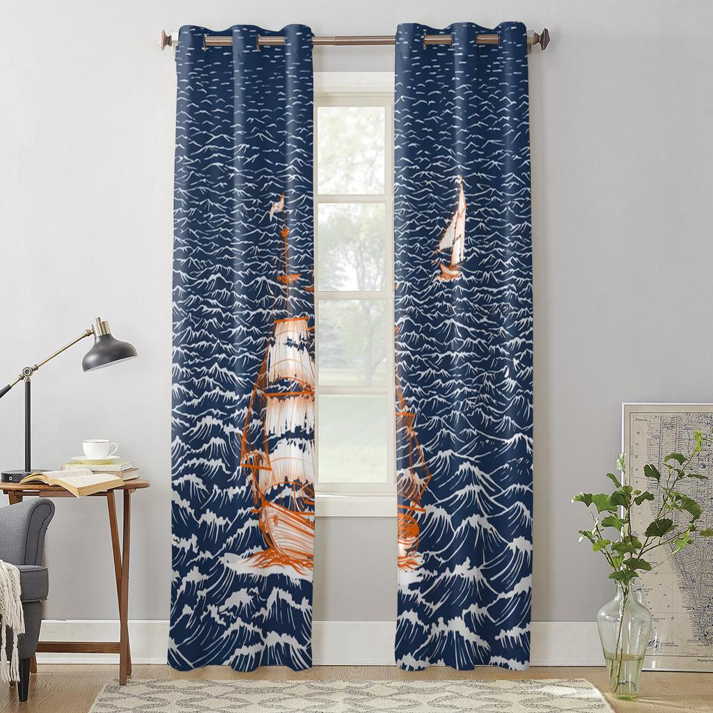 Vela Sulle Onde Tenda per Finestra Soggiorno Tenda a Valance di Lusso per Camera da Letto Decorazione Casa Cucina Tenda