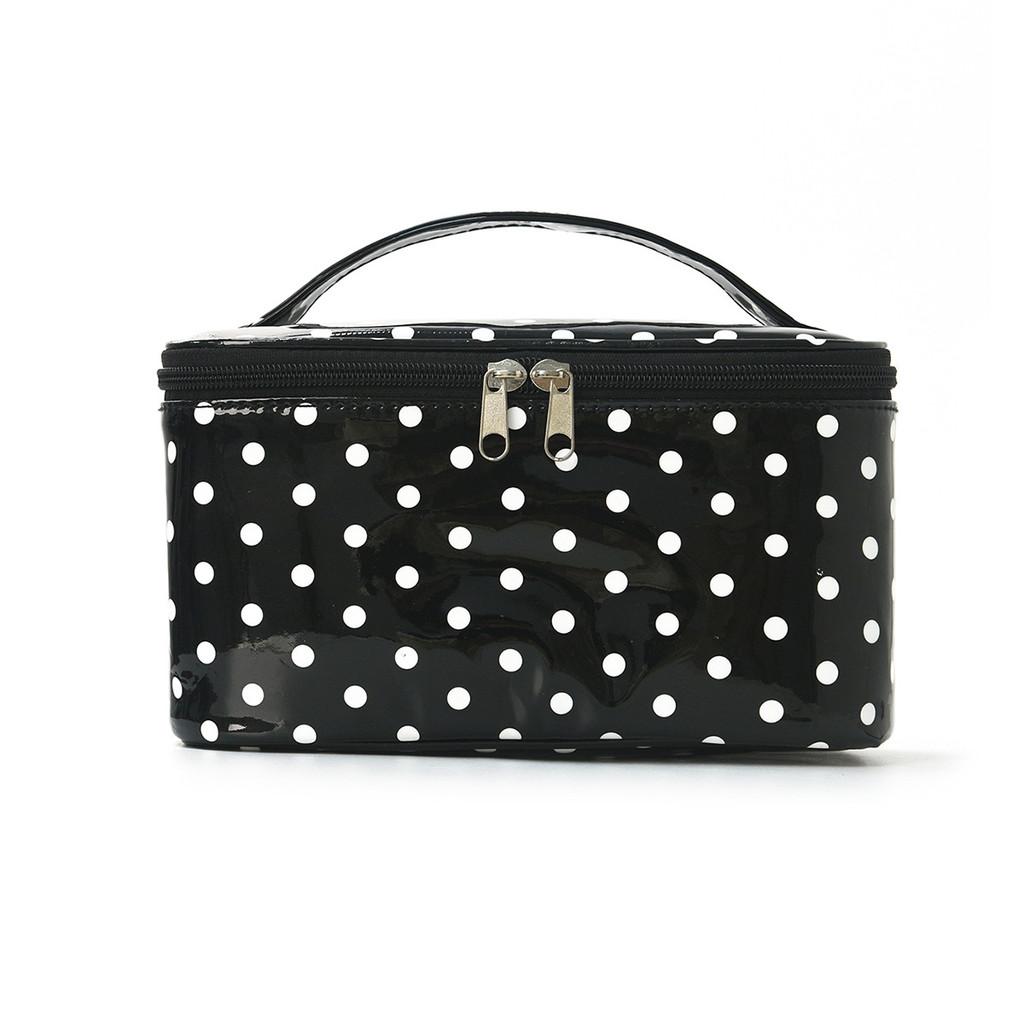 Polyester Striped Makeup Bag With Waterproof Design For Travel And Daily Use