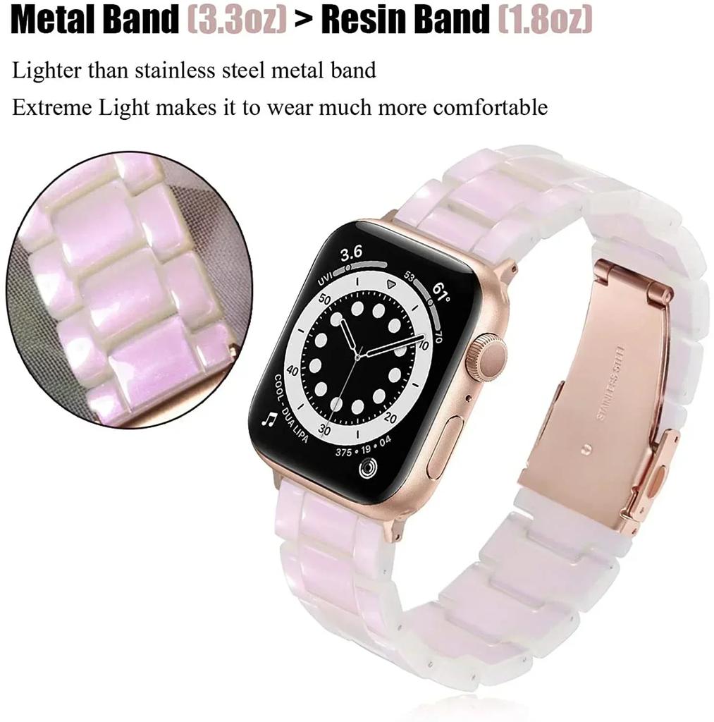 Resin Strap for Apple Watch Band 44mm 40mm 45mm 41mm 38mm 42mm Bracelet Correa iWatch Series 3 4 5 6 Se 7 Replacement Watchband