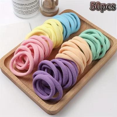 50PCS High Elastic Hair Bands Thick Ponytail Holders Durable Hair Ties for Women Girls Daily Hair Accessories