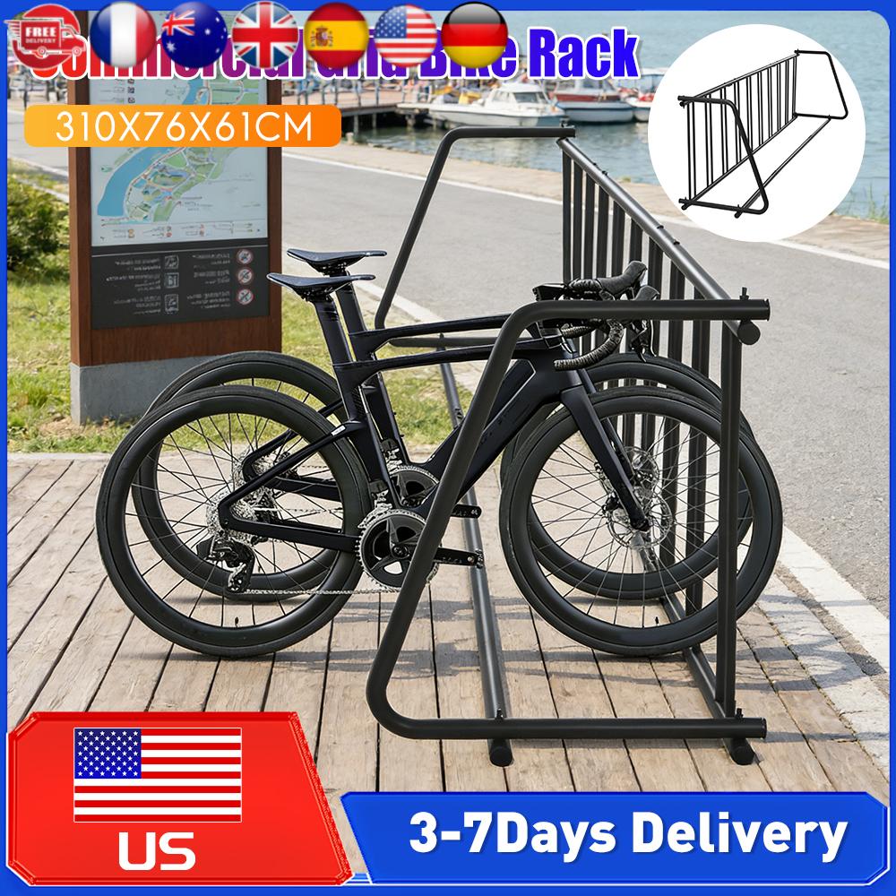 Dual Sided Ground Grid Bike Storage Stand Fits 12-29in Tires Bike Rack for 10 Holders for Front Yards Stores Schools Storefront