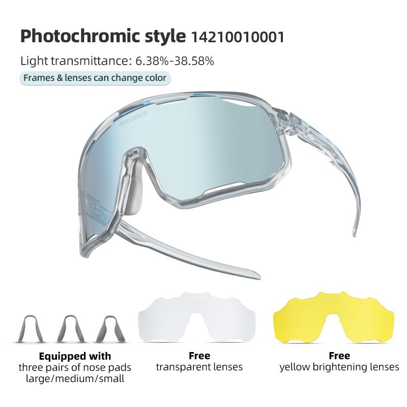 ROCKBROS Cycling Glasses Goggles Polarized/Photochromic Sunglasses Sport Big frame Eyewear UV400 Sun Protection with 2 Lens