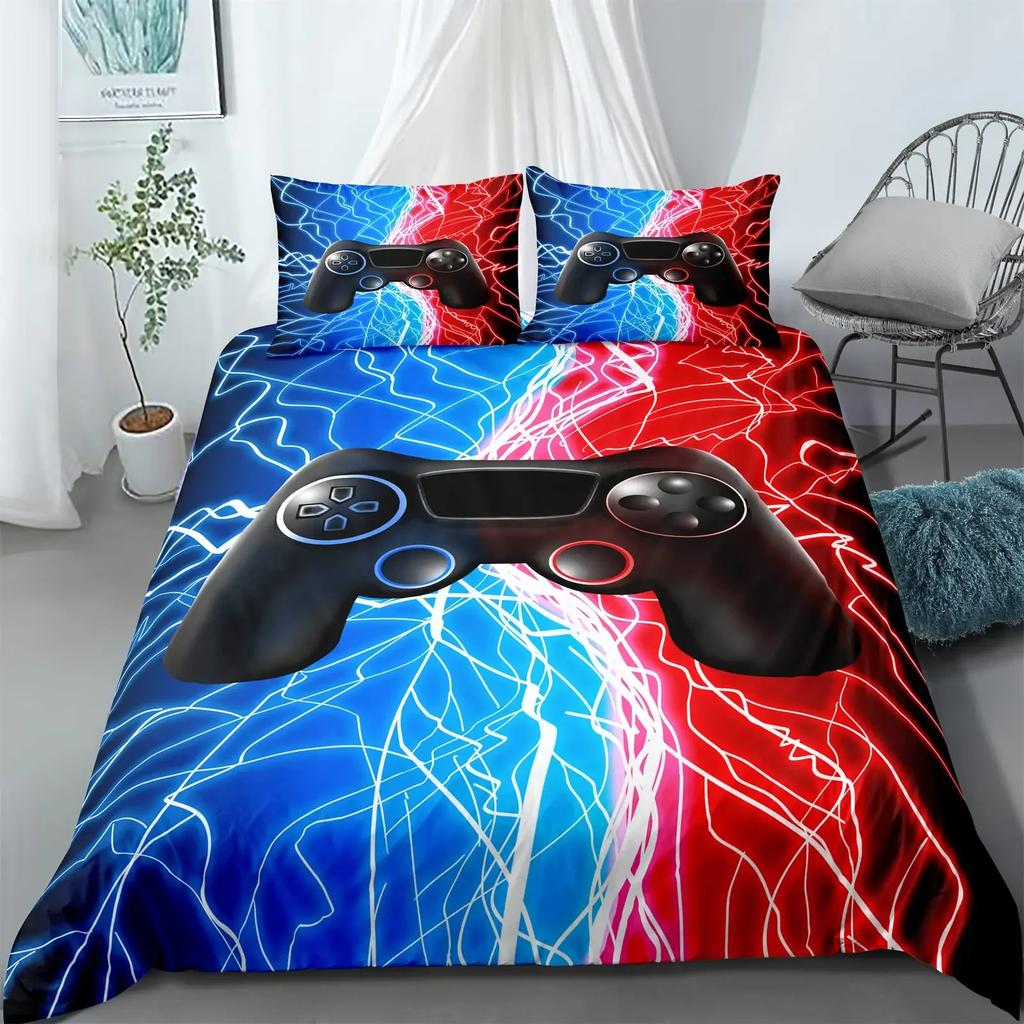 Gamepad Comforter Cover Bedding Set Teens Video Duvet Cover for Youth Kids Boys Modern Controller Bedspread Queen/King Size