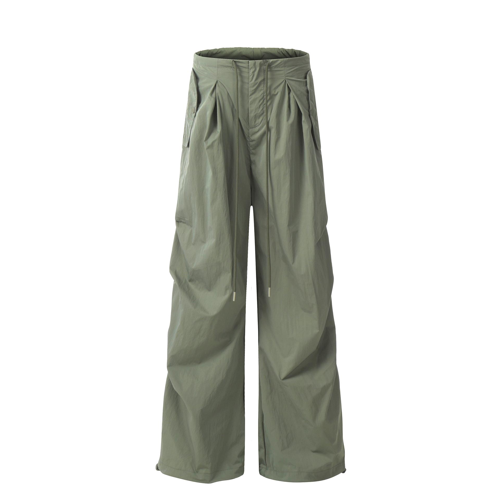 

Рабочая одежда на шнурке, брюки-десантники, модный бренд, осенние брюки-полу, свободные широкие повседневные брюки для женщин M зелёный