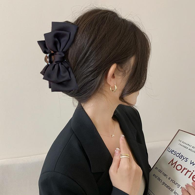 1 bow grab clip cute and sweet back hair clip women's Spring Summer Shark hair clip premium sense headdress