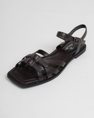 Flache Sandalen Allsy 41869 36 schokoladenfarben Öko-Leder