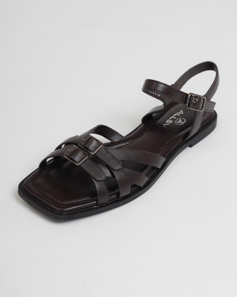 Flache Sandalen Allsy 41869 36 schokoladenfarben Öko-Leder