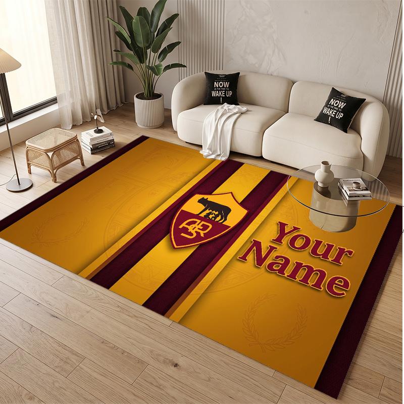 Personalized Crystal Velvet Carpet AS Roma FC Pattern Non Slip Floor Rug