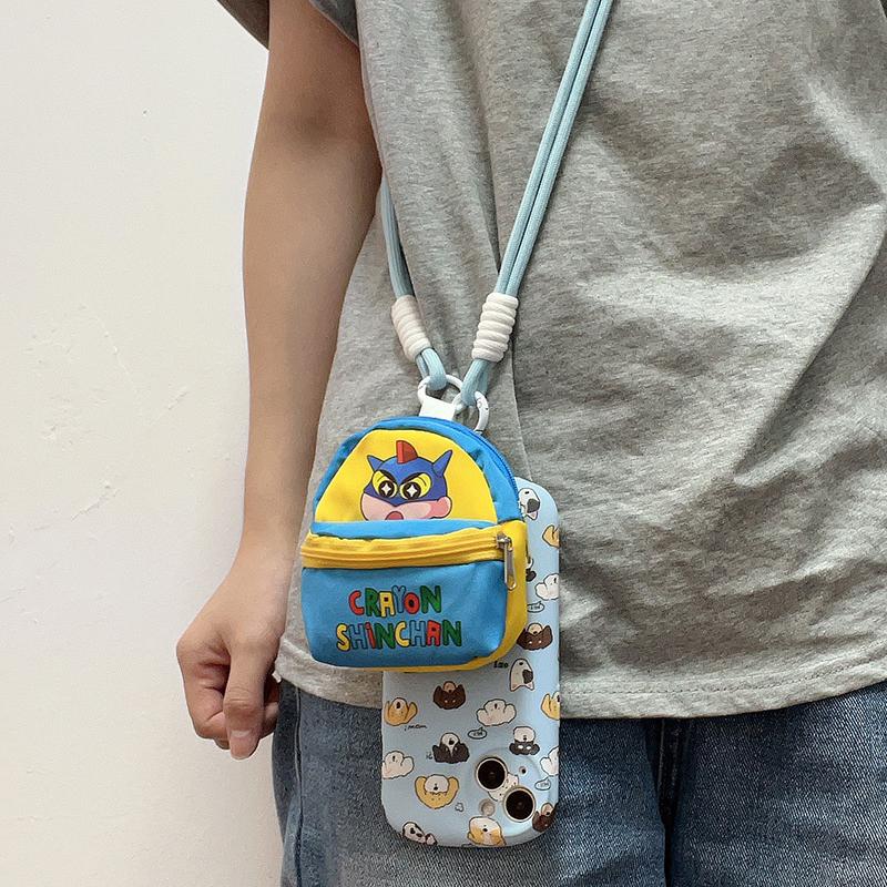 Crossbody Cartoon Crayon Shin-Chan Handyband Seil mit kleiner Geldbörse Niedliche Kopfhörertasche für iPhone für Samsung Huawei Xiaomi