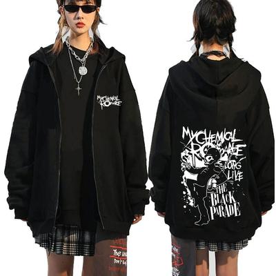 My Chemical Romance Band Zipper Hoodies Long Live The Black Parade Tour Zip Up Sweatshirt Men Women Oversized Pullover Coat