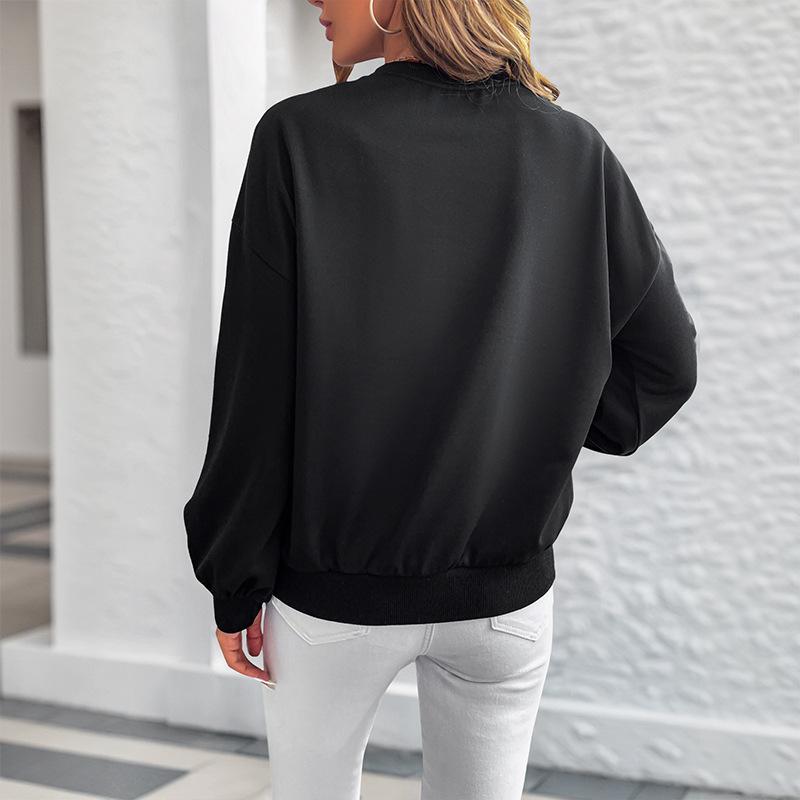 New Autumn Romantic and Sweet Style Loose Round-neck Long-sleeved Sweatshirt with Heart Print