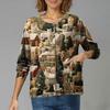 Women's Casual Long-Sleeved Single-Breasted Christmas-Themed Print  Cardigan