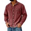Camicie da Uomo in Denim Primavera Autunno Stile Safari Vintage Manica Lunga Cotone Monocolore Casual