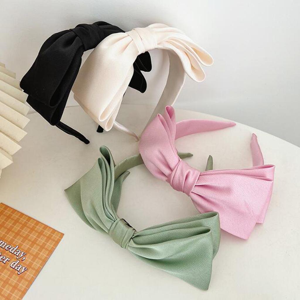 PROLY New Fashion Women's Hair Accessories Center Big Bowknot Headband Solid Color Turban Spring Headwear Hairband